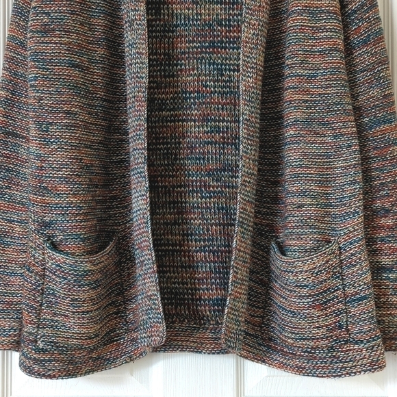 Kimlon 80's Vintage Chunky Rainbow Space Dye Knit Open Front Cardigan Sweater S - Picture 5 of 10